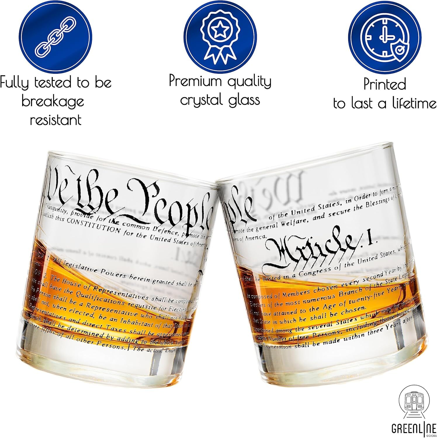 Greenline Goods Whiskey Glasses – United States Constitution US gallery