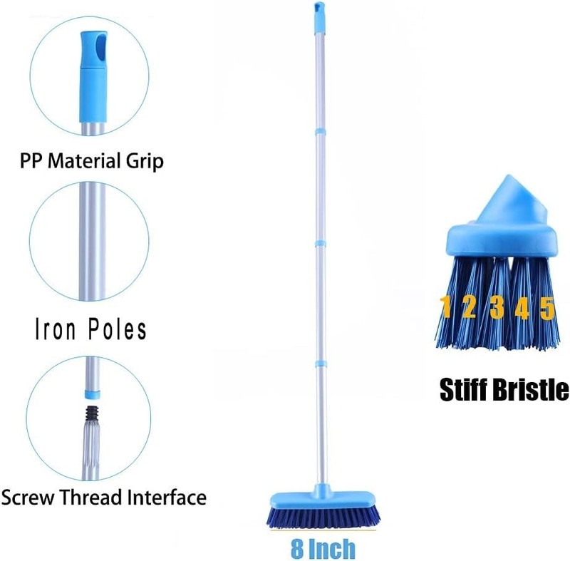 YONILL Deck Brush with Long Handle 50 Inch Floor Scrub Stiff Bristle gallery