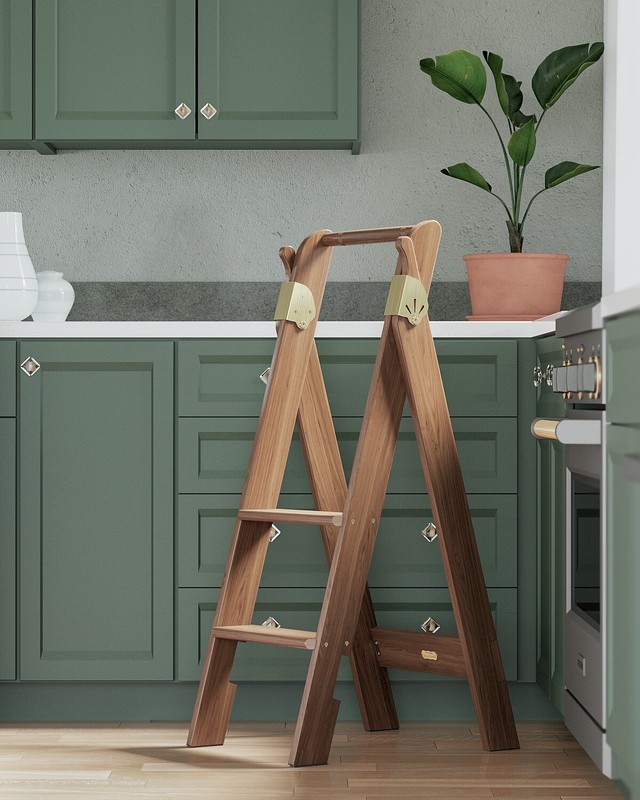 Putnam 2 Step Catalyzed Lacquer Satin Finish Wood Ladder Folding Step Stool gallery