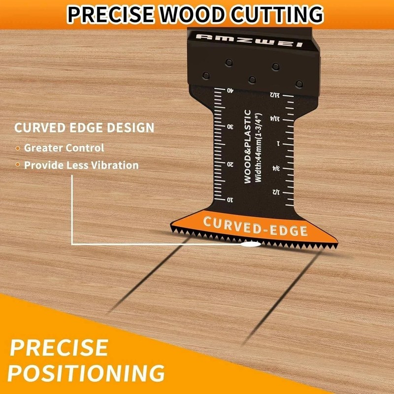50PCS Titanium Oscillating Tool Blades, Curved Edge Oscillating Saw Blades for M gallery