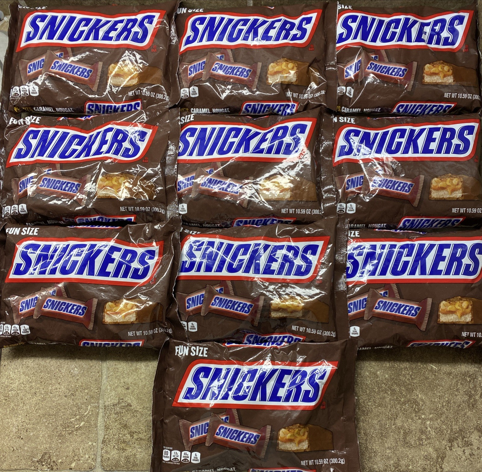 10 BAGS Snickers Milk Chocolate Fun Size, Bulk Wrapped Bars 6.62LBS TOTAL! gallery