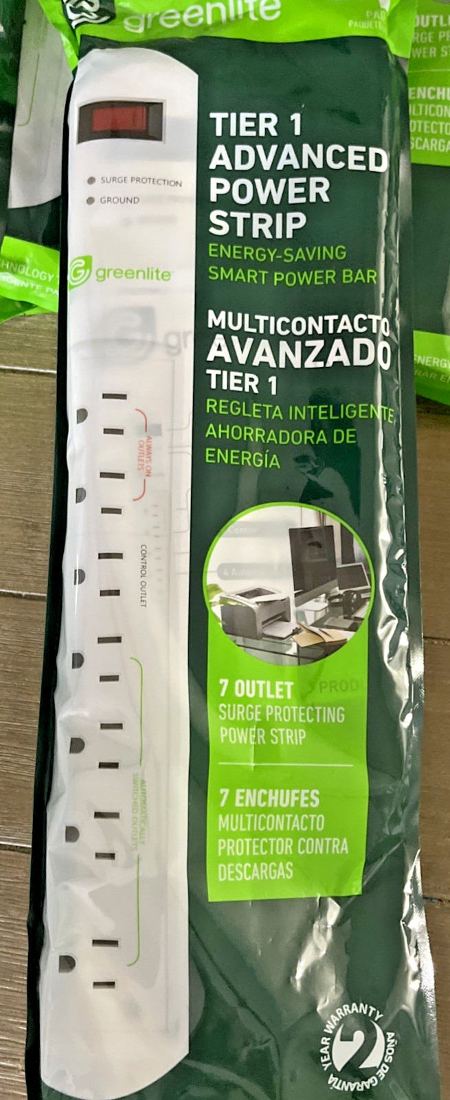 Greenlite Tier 1 Advanced 7 Outlet Surge Protecting Power Strips NEW - LOT OF 13 gallery