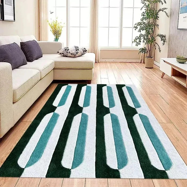 New Modern Design Checkered Hand Tufted 100% NZ Wool Handmade Area Rug & Carpet gallery