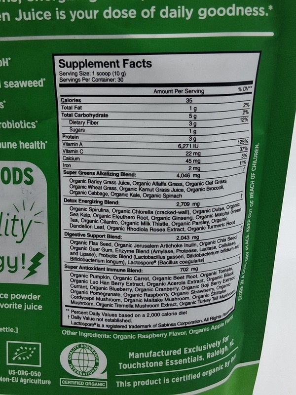 Touchstone Essentials Super Green Juice - 10.5 oz 30 servings BB 10/2026 gallery