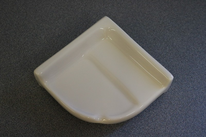 ACP Ceramic -Glossy Almond- Reversible Corner Shower Soap Dish Shelf gallery