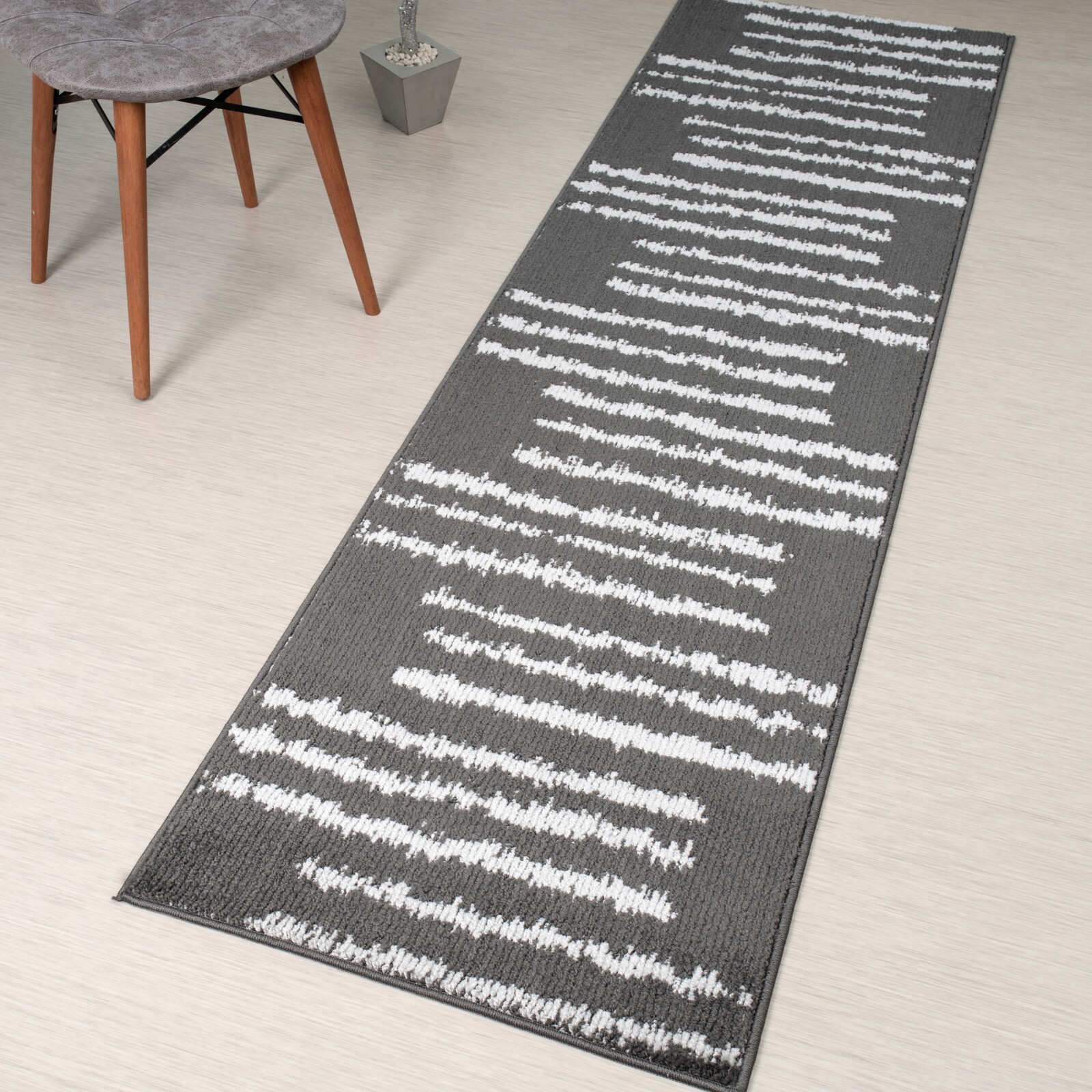Custom Size Hallway Runner Rug, Non Skid, 26 Wide X Your Choice of Length, Grey gallery