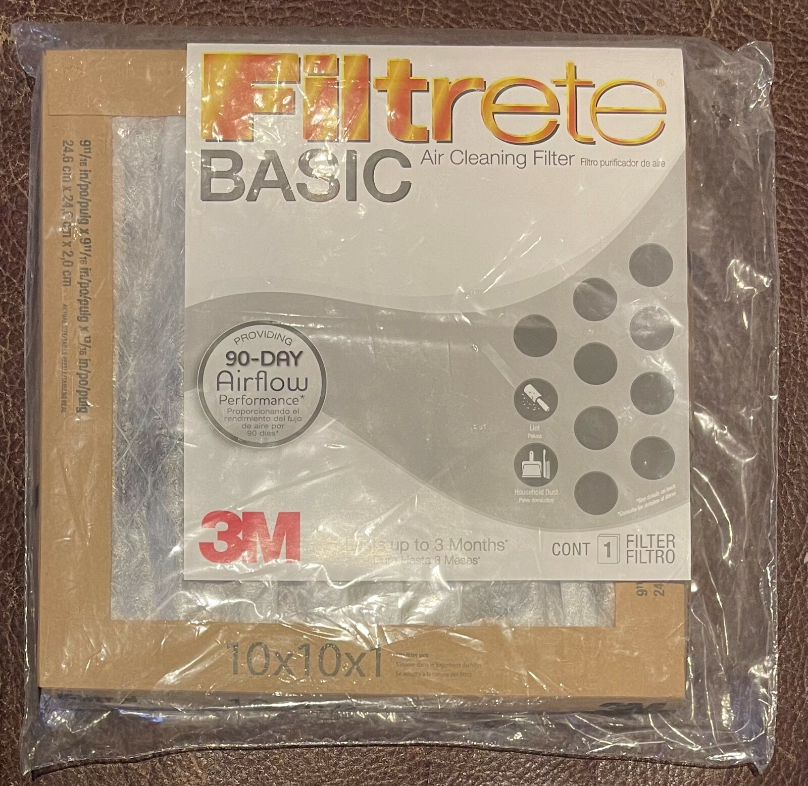 Filtrete BASIC Air Cleaning Filter 3M Last up to 3 Months* Fits 10x10x1 slot gallery