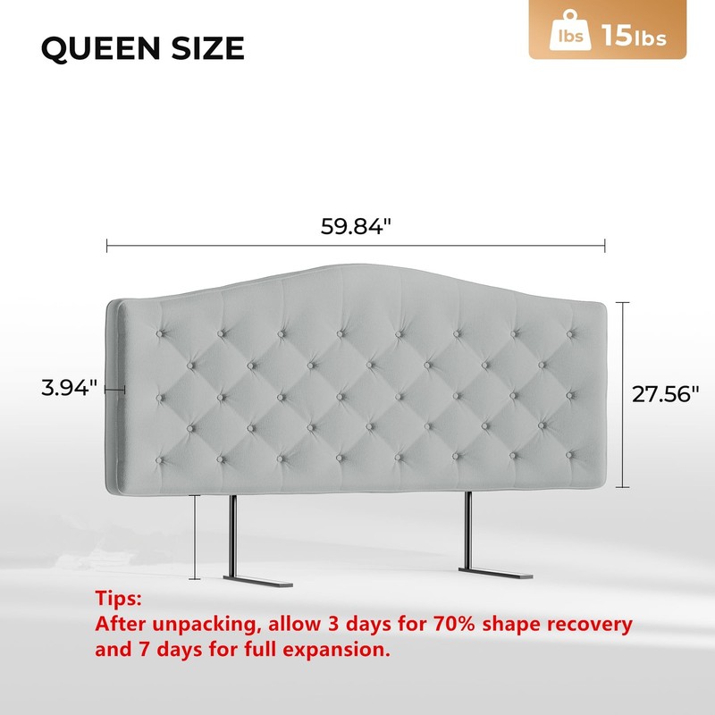 Upholstered Headboard Queen Size with 4" Thickened High-Density Sponge, Moder... gallery