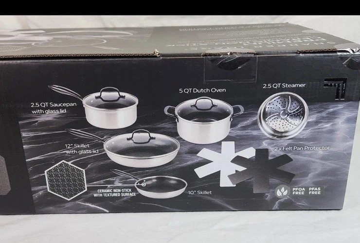 Sharper image Premium Cookware set 10pc ceramic non stick Tri-ply Stainless New gallery