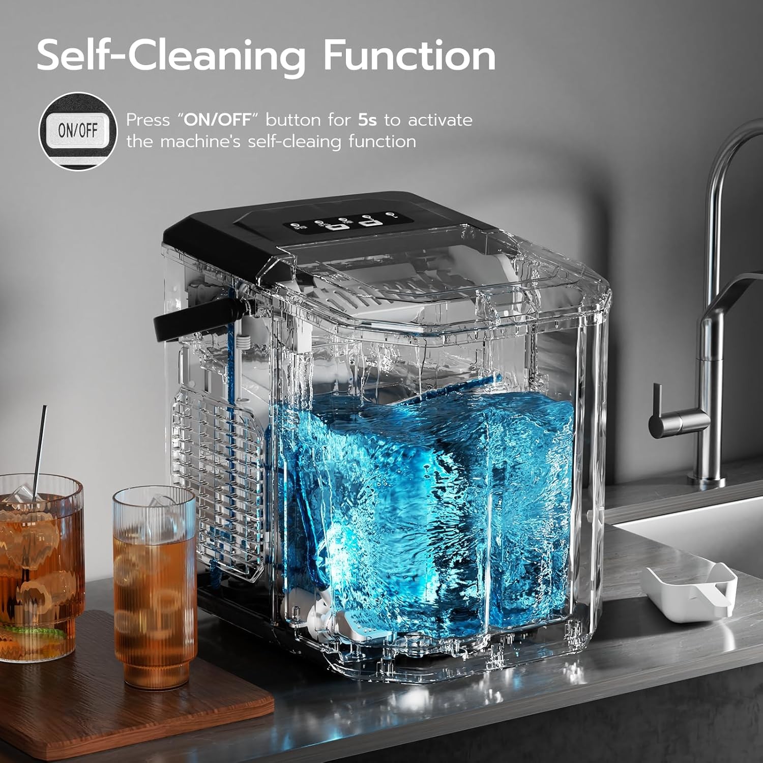 26lb Countertop Ice Maker 9 Cubes 6 Min Self Cleaning gallery