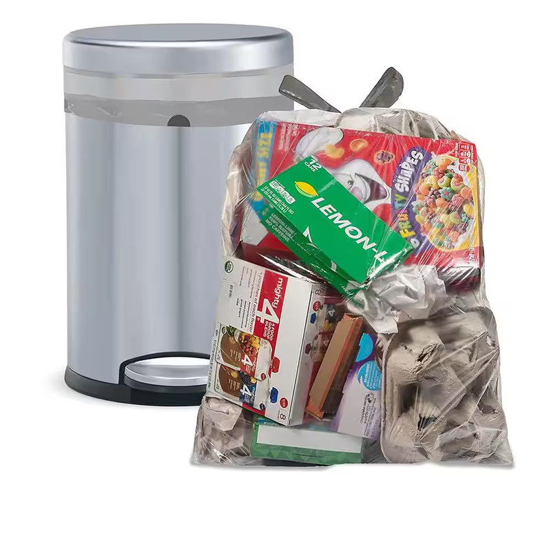 13 Gal. 0.7 Mil Clear Drawstring Trash Bags 24 In. X 27 In. Pack of 60 for Home, gallery