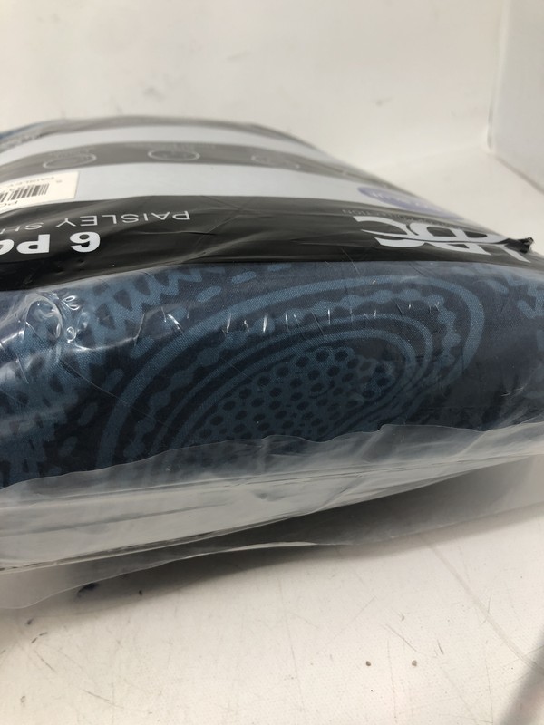 LUX Décor Paisley Queen Sheet Set, 6 PC Soft Microfiber-Paisley Navy Blue Queen gallery