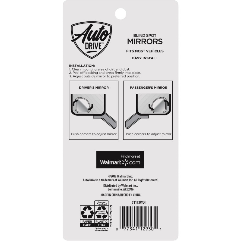 Auto Drive Quarter-Round Adjustable Blind Spot Mirror, 2-Pack – 0.11 lbs. gallery