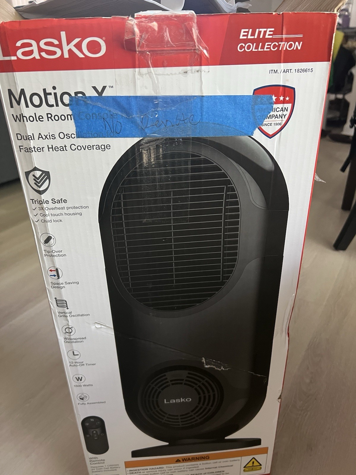 Lasko Motion X Whole Room Console Oscillation Heater Black 1500W without Timer gallery