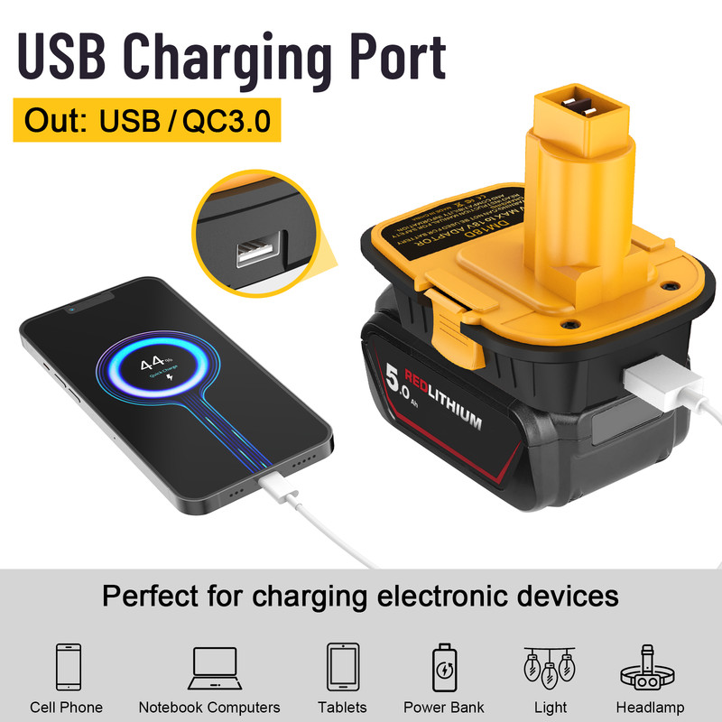 Battery Adapter with USB Compatible with Dewalt 20V Battery (Battery Not Includ) gallery