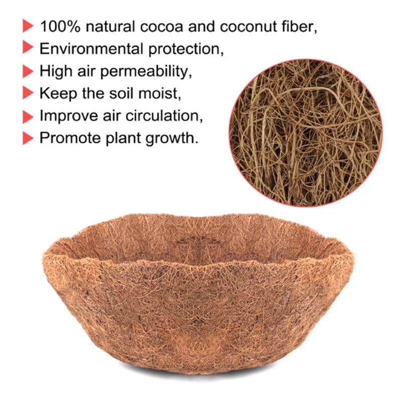2 Pack Round Hanging Basket Coco Liner Coconut Fiber Replacement Flower Basket gallery