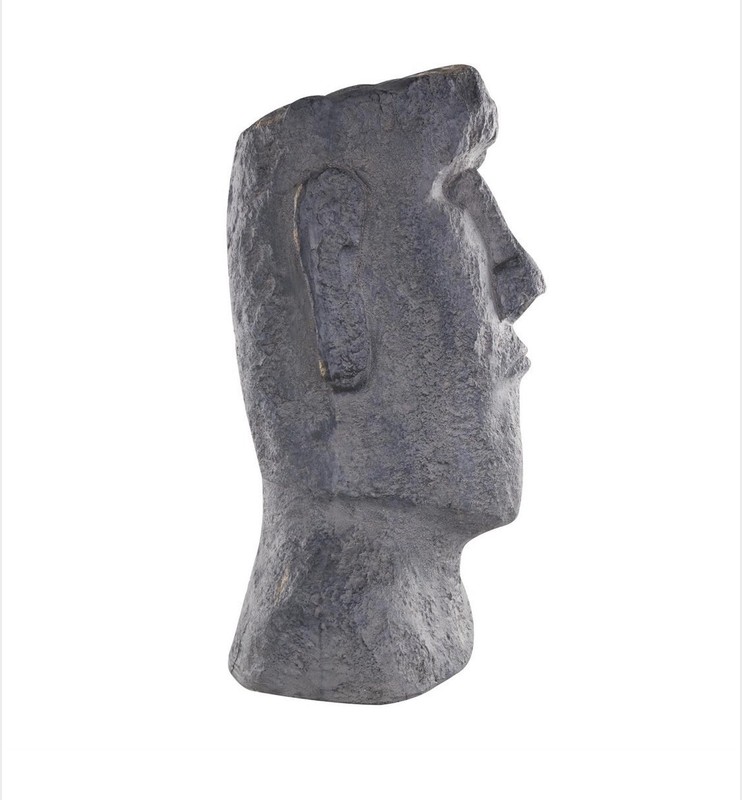 UMA Black Magnesium Oxide Easter Island Head Distressed Textured Sculpture NIB gallery