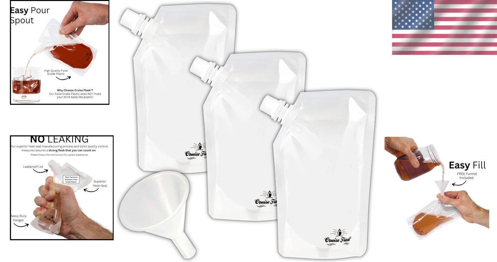 Travel-Friendly, BPA Free Beverage Kit - Collapsible & Undetectable - 3 x 8oz gallery