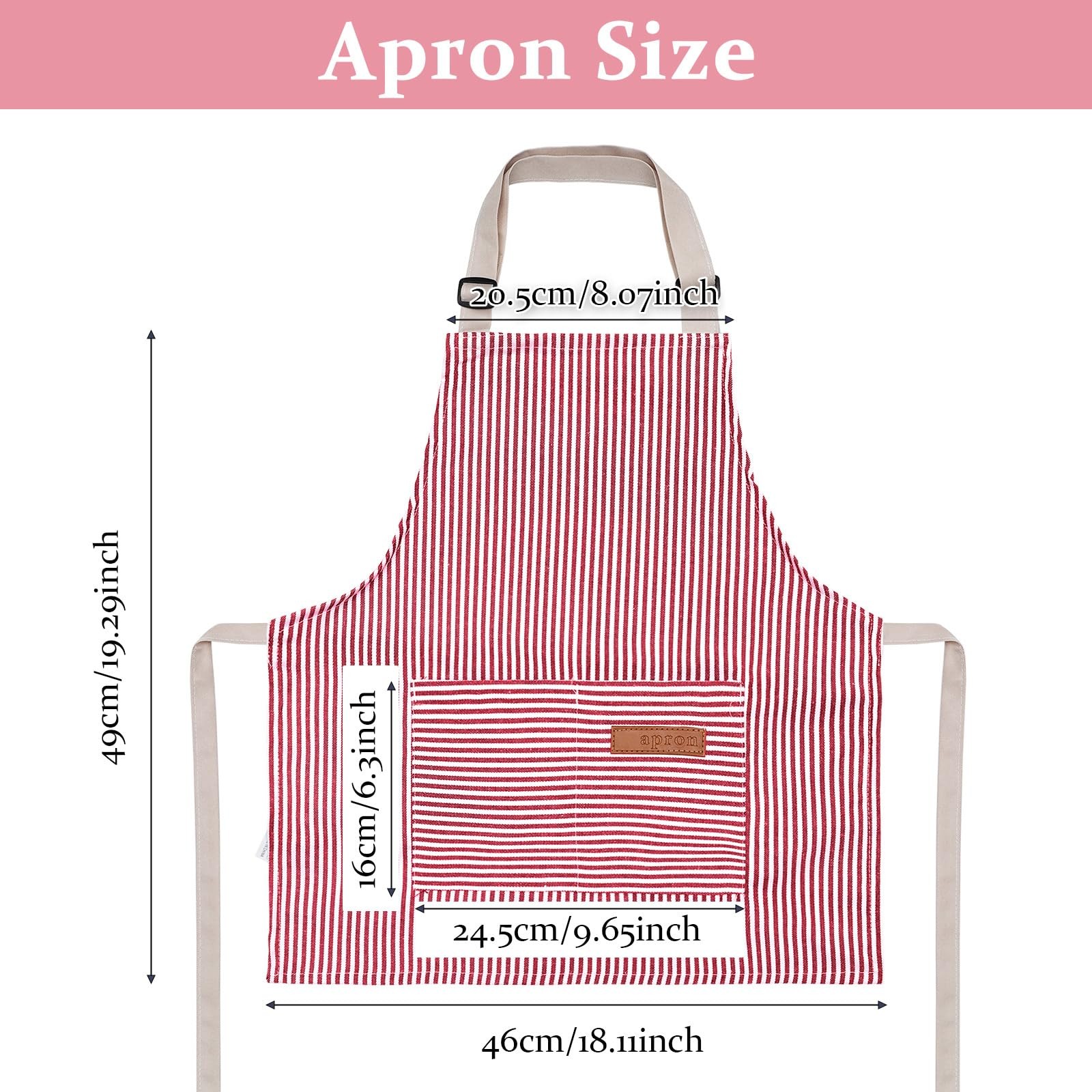 2 PCS Kids Apron Adjustable Cotton Toddler Cooking Stripe Chef Baking Pockets gallery