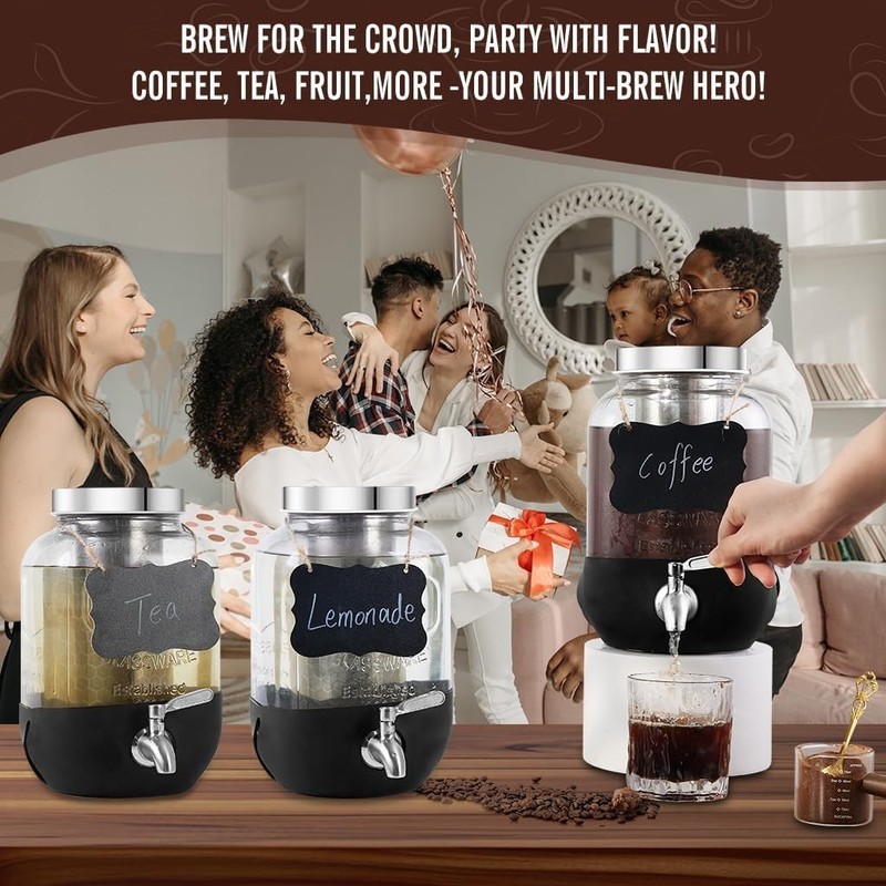 Cold Brew Coffee Maker 1 Gallon Stainless Steel Filter Iced Tea Maker gallery
