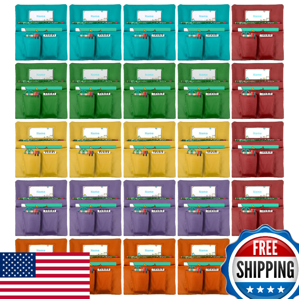 Toriexon 24 Pack Chair Pockets for Classrooms, 13 x 14 inch Seat Sacks for Class gallery