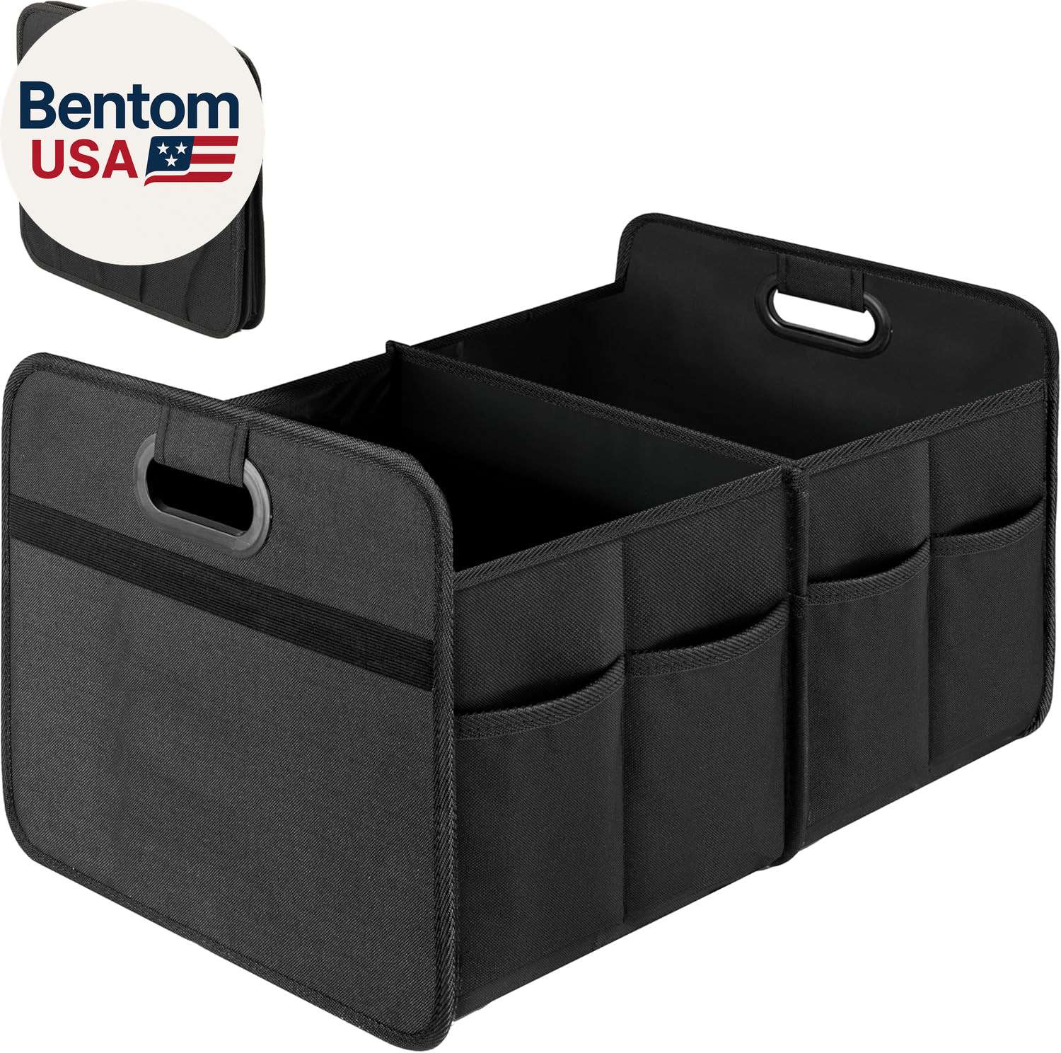 Car Trunk Organizer, 2 Compartments Collapsible Trunk Storage, Anti-Slip Design, gallery