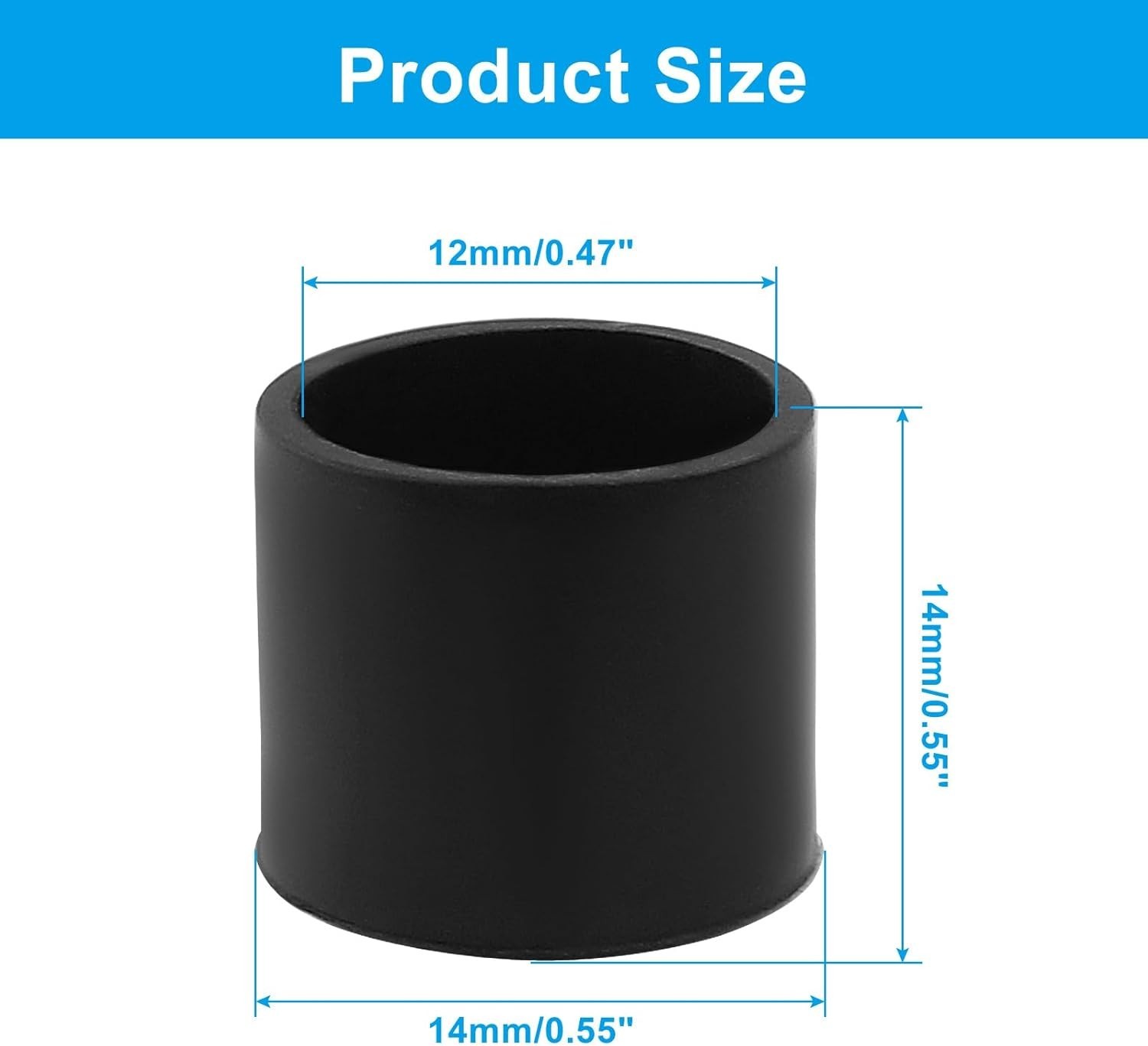 Table Chair Leg Tips Caps Round Black Rubber Furniture Protectors 1/2 In 32 Pcs gallery