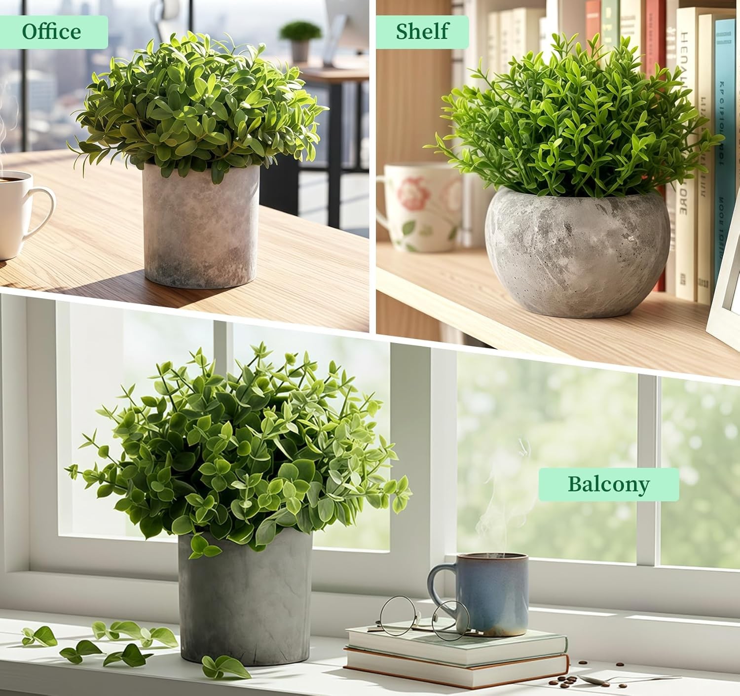 Artificial Potted Plants Faux Eucalyptus Indoor Greenery Farmhouse Shelf Decor gallery