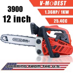 25.4CC 12″ Gasoline Chainsaw Powered Wood Cutting Engine Gas 2-Cycle Chain Saw