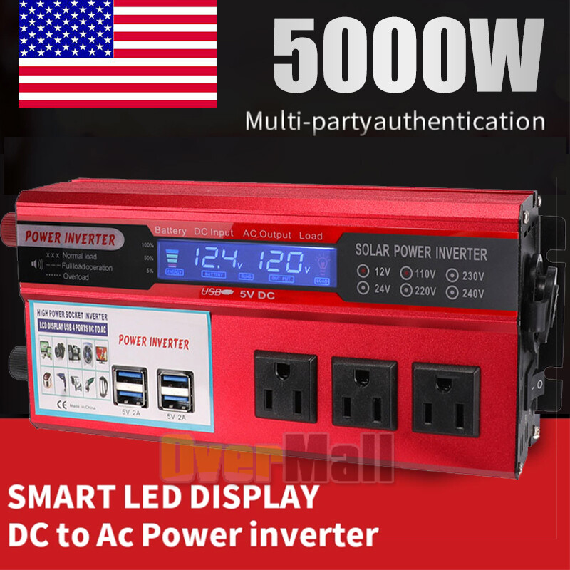 5000W Pure Sine Wave Inverter 12V DC to 110V AC Power Inverter Solar Converter gallery