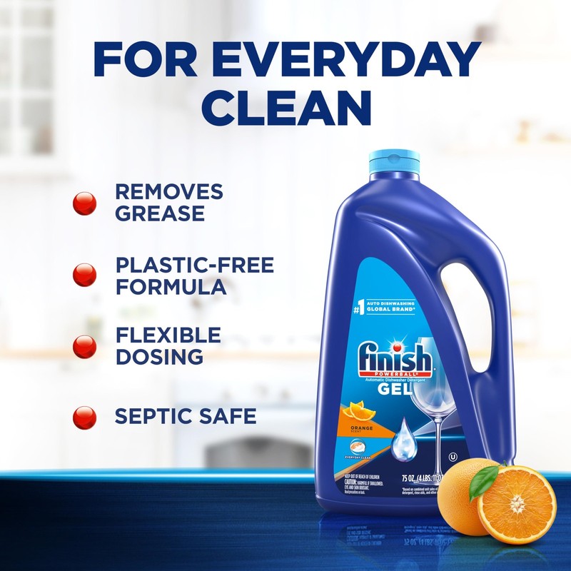 Finish Gel Liquid Dishwasher Detergent, Advanced 74 Fl Oz (Pack of 1), Orange gallery