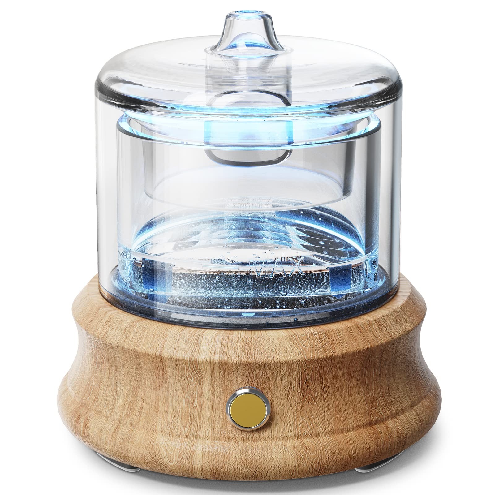 Glass Essential Oil Diffuser, 80ML Small Glass Reservoir Natural Wood Base Ul... gallery