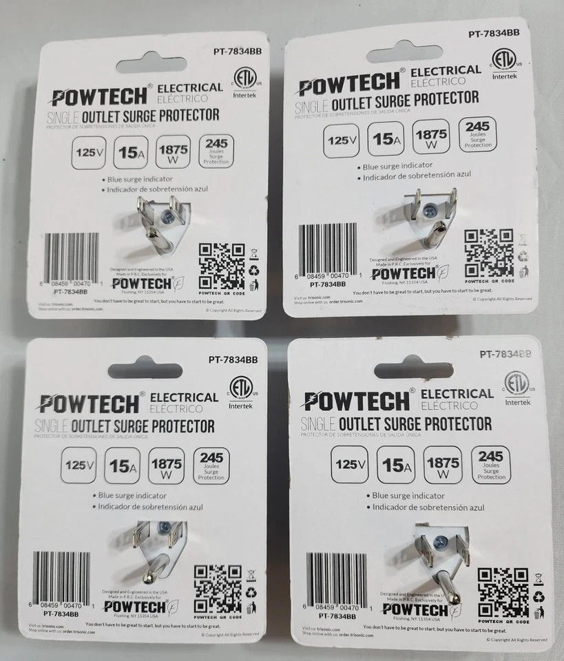 4 Pk Single Outlet 3 Prong Power Adapter Grounded Wall Tap Surge Protector Plug gallery