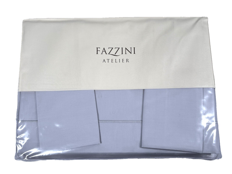 Fazzini Atelier King Sheet Set Silver 250TC Pima Cotton Percale Italy Luxury gallery