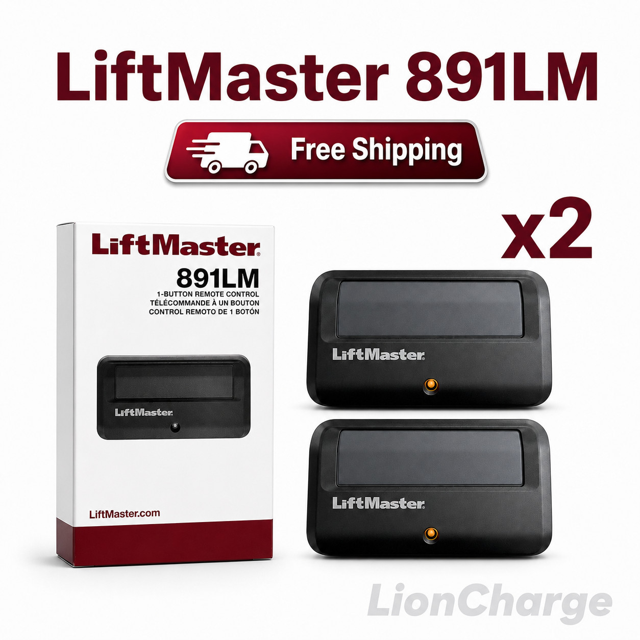 2x LiftMaster 891LM 1 Button Remote Control Garage Door Opener gallery