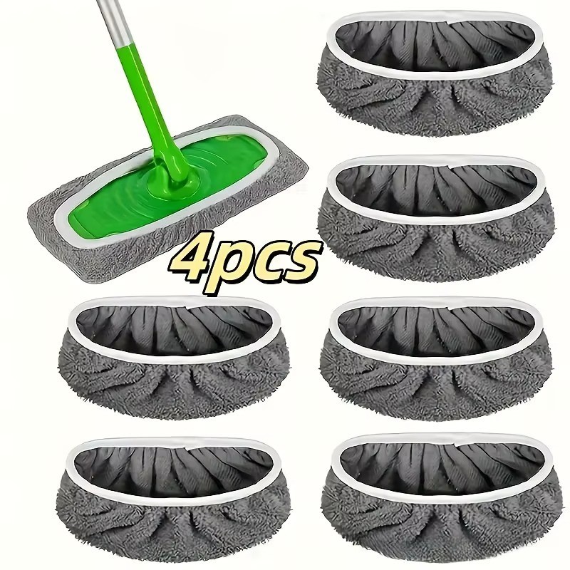 4 Pack Reusable Microfiber Mop Pads Washable Replacement High Absorbency Wet Dry