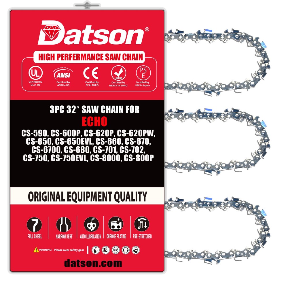 3PCS,32 inch Chainsaw Chain FOR ECHO CS-750EVL,CS-8000,CS-800P,105DL .3/8"LP.050