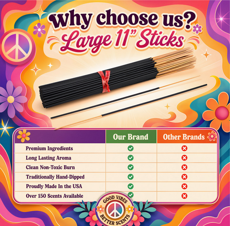PEPPERMINT Incense Sticks 11" Bulk Pack Wholesale Hand Dipped Lot gallery