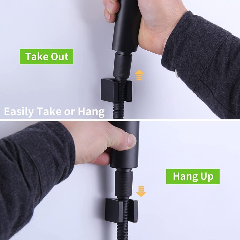 Wall Mount Handheld Shower Holder Bidet Sprayer Head Stand Bracket Matte Black gallery