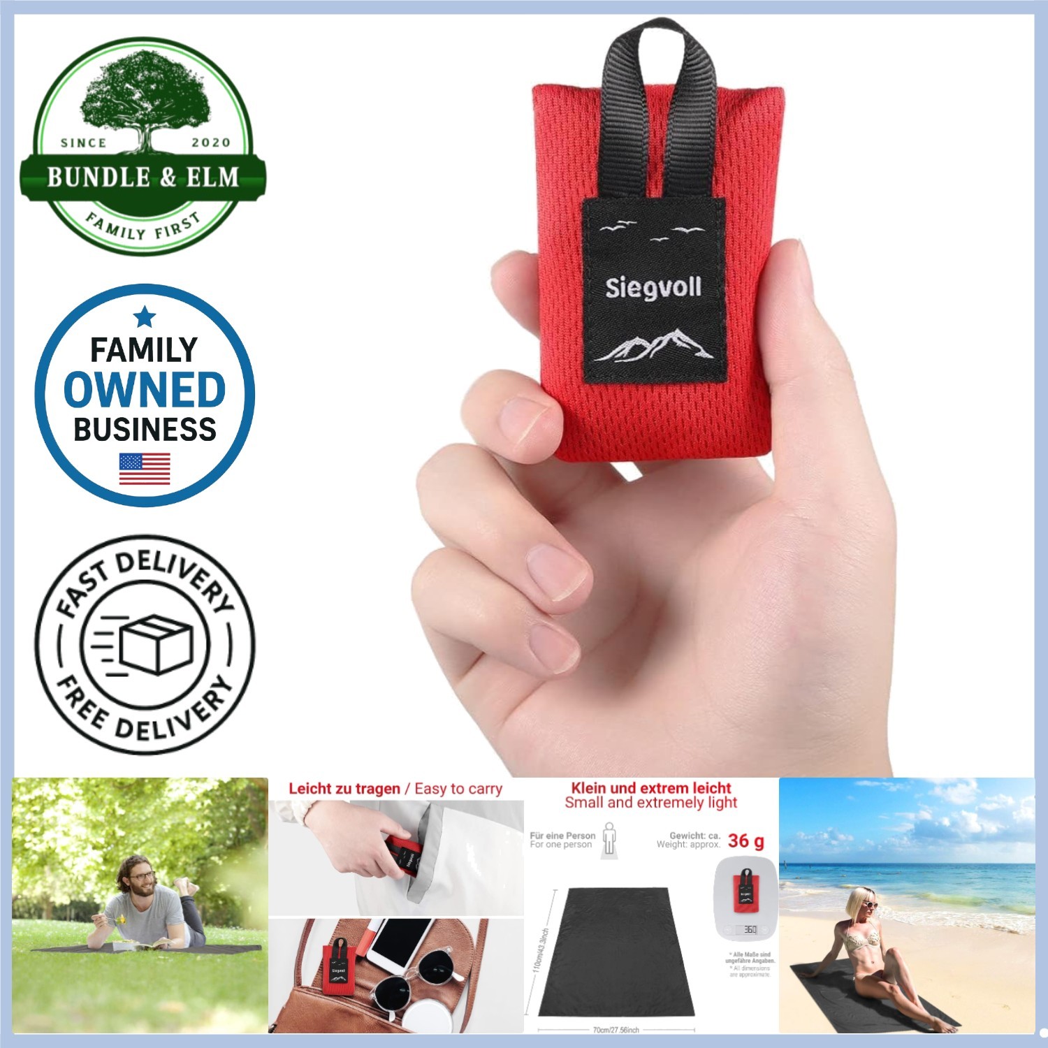 Pocket Picnic Blanket Nylon Sandproof Waterproof Lightweight Outdoor Travel gallery