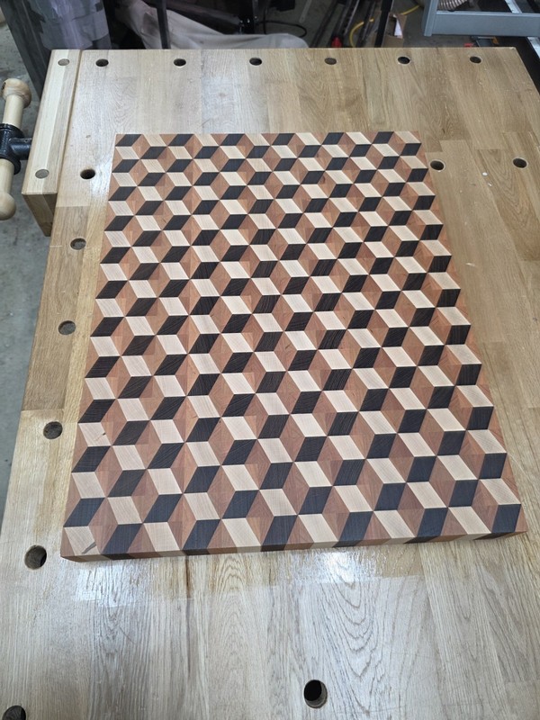 Handcrafted WENGE/CHERRY/MAPLE 3-D End Grain Cutting Board gallery