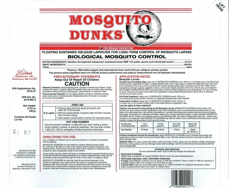 Summit Mosquito Dunks 40 Pack 2 x 20 111-5 Organic Biological Mosquito Control gallery