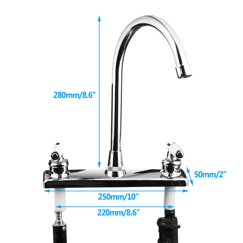 High Arc 2-Handle Standard Kitchen Sink Faucet Mixer Tap in Plastic For Home RV gallery