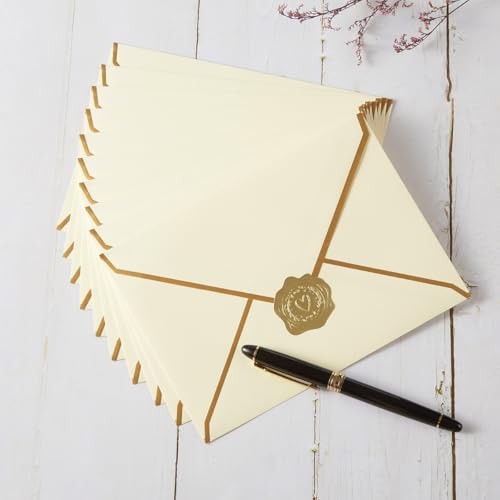 50 Pieces A7 Envelopes with Gold Border, 5.24 x 7.21 Inches A7-5x7 Cream Color gallery