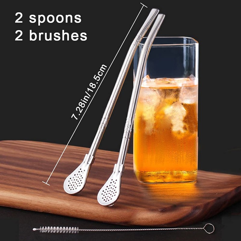 Yerba Mate Bombilla Straw, Stainless Steel Drinking Straws One Size, Silver gallery