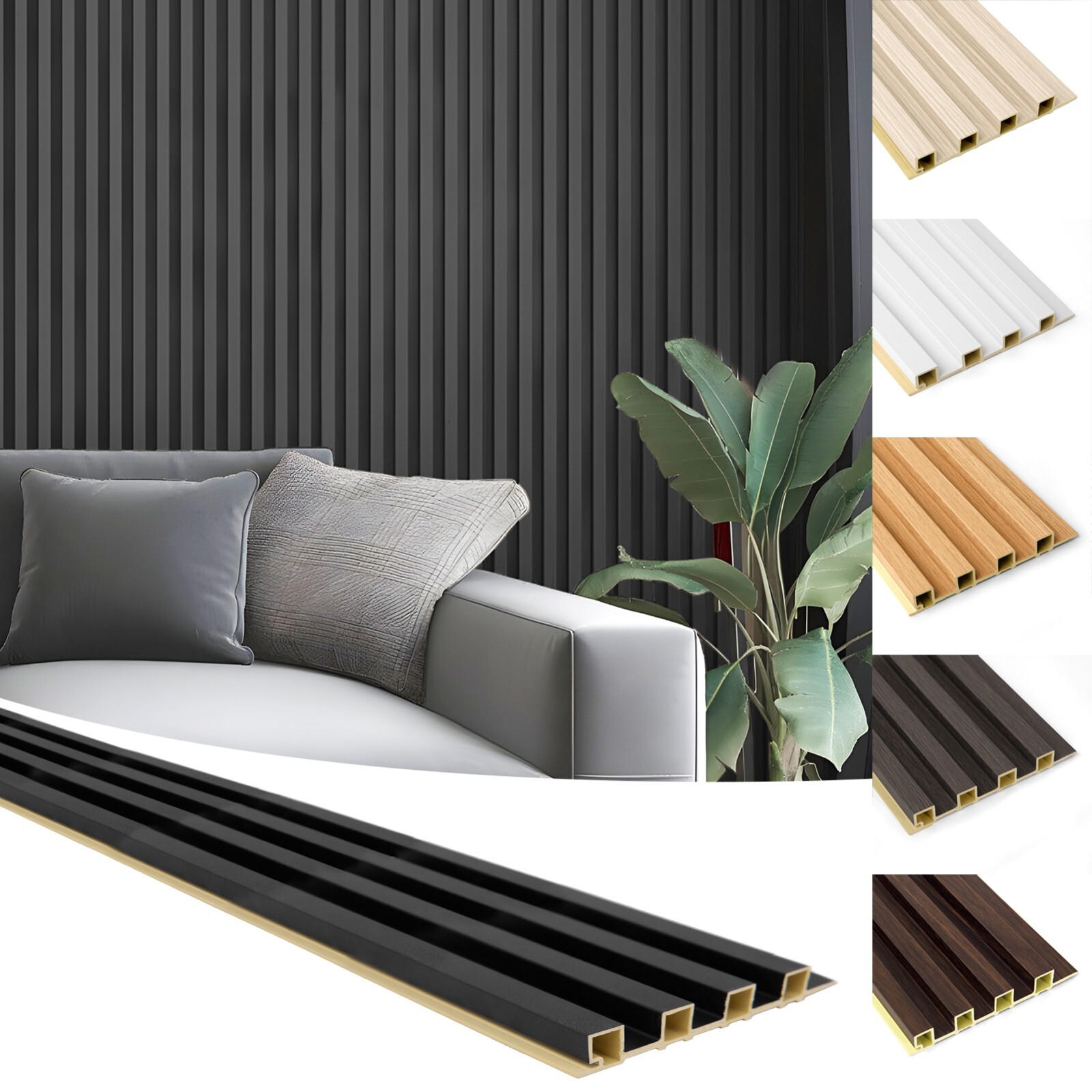 Art3d Slat Wall Panel，8-Pack 96x6in Covering 32sq.ft，WPC Acoustic Diffuser Panel gallery