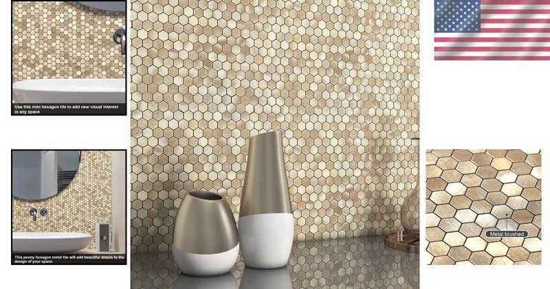 Rustic Hexagon Kitchen Backsplash Stickers 10PCS gallery