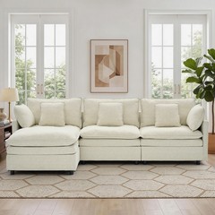 Korser L-Shaped Modern Modular Sectional Sofa With Movable Ottoman & Pillows