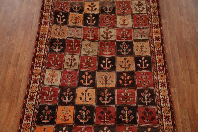 Vegetable Dye Checked Bakhtiari Area Rug 5x9 ft. Handmade Wool Vintage Carpet gallery
