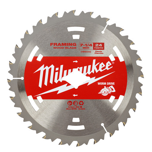 Milwaukee 48-41-0713 Worm Drive Framing Wood Saw Blade, 24 Tooth, 7-1/4" gallery